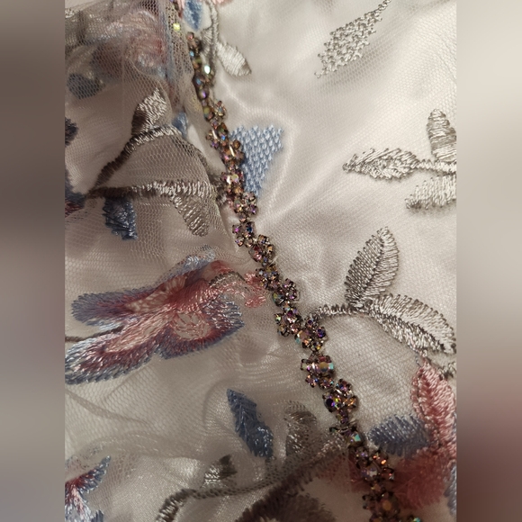 Rare Editions White Floral Dress Rhinestone Size 5 - Picture 4 of 5